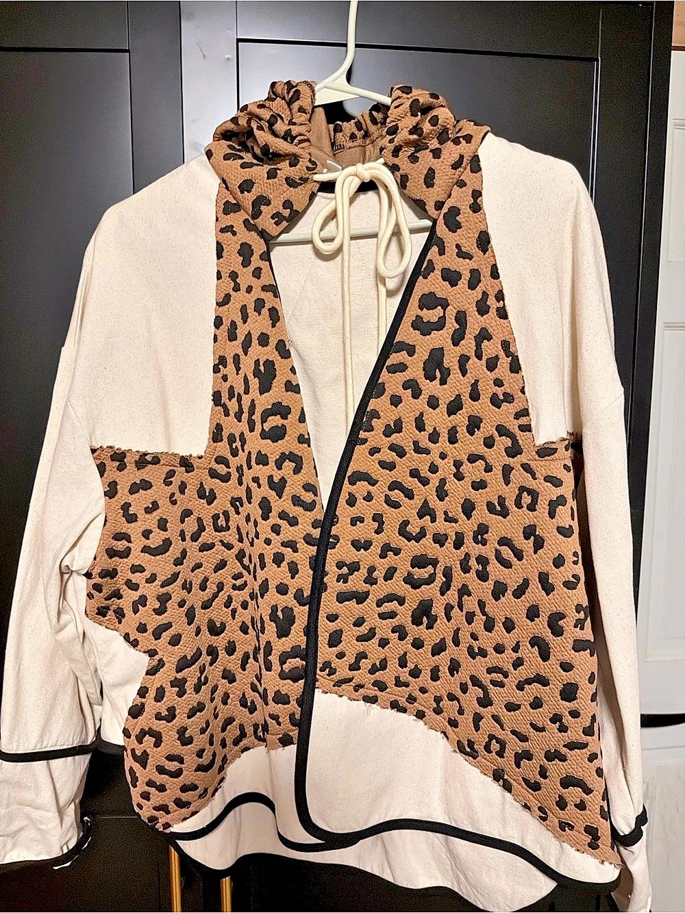 Bibi Leopard Print Hoodie Brown Size Small
